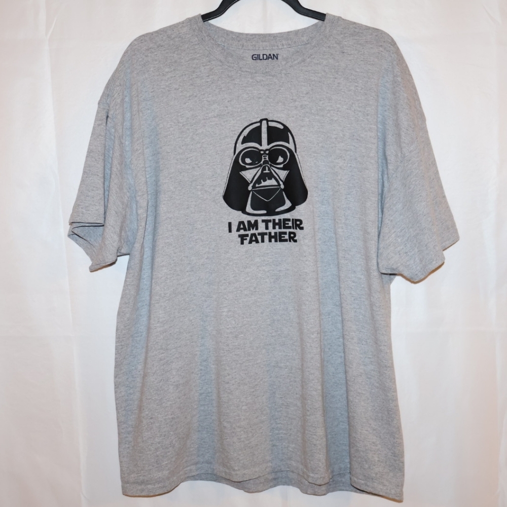 Gildan Gray Star Wars Darth Vader "I Am Their Father" T-shirt. 2XL.